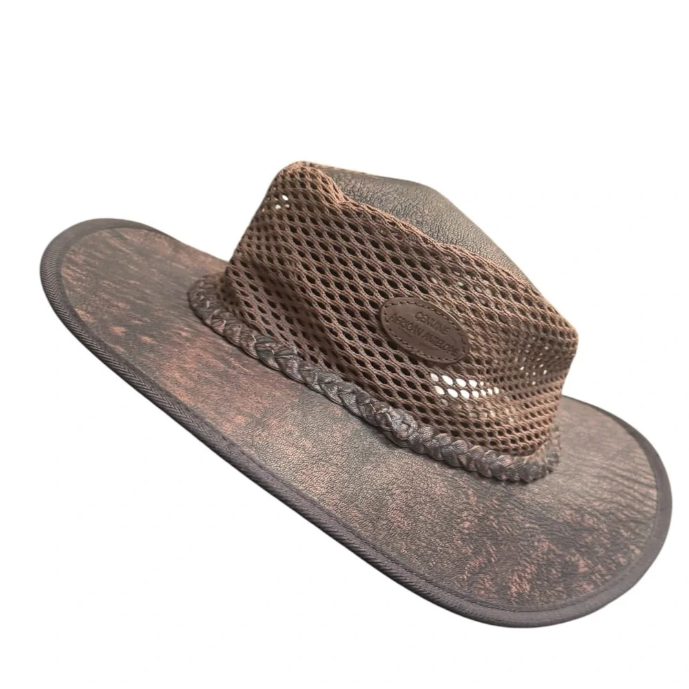PUDNEY HATS Suede Antelope Leather Safari Hat with Mesh Sides South African Made